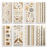 8 Sheets Metallic Gold Temporary Tattoos, Muulaii Shimmer Waterproof Fake Tattoos Long Lasting Gold Silver Glitter Stickers in Bracelets, Back, Wrist and Arm Bands