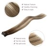 FUBILI Clip in Real Hair Extensions Brown Balayage Clip on Hair Extensons 22 Inch Long Natural Hair Extensions Double Weft30g