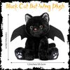 RUODON 10 Inch Black Cat Plush Toy with Bat Wings Stuffed Animal Cat Toy Realistic Kitten Dolls Soft Animal Toys for Halloween Decorations Birthday Gifts