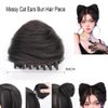 YLOIJO 2Pcs Mini Claw Clip in Hair Bun Messy Cat Ears Space Bun Hair Piece Extensions Wig Curly Donut Wig Accessory Chignon Synthetic Hairpieces Updo Hair Accessories for Women Girls