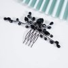 Teyglen Black Crystal Hair Comb Bridal Black Rhinestone Hair Comb Wedding Hair Accessories Shiny Black Rhinestone Side Hair Comb Black Headpiece Hair Pieces for Women Bride Girls