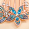 Missgrace Boho Simple Luxury Glitter Sparkly Flower Pink Crystal Rhinestones Hair Side Combs Hairpins Barrettes Bride Hair Clips Accessories for Women Girls (Blue)