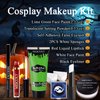 MEICOLY Christmas Makeup Kit,Christmas Green Face Paint Makeup,Wicked Witch Cosplay,Lime Green Face Paint+White Face Paint Stick+Black Eyeliner+Red Liquid Lipsticks+False Eyelash+Setting Powder+Sponge