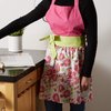DII Women's Cotton Skirted Kitchen Apron for Cooking, Baking & Crafts, Adjustable with Generous Waist Ties, Pink Daisy, One Size