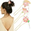 3PCS Butterfly Flower Hair Sticks Chinese Tassel Hair Pins Pearl Rhinestone Hanfu Hair Chopsticks for Buns Metal Floral Hairpin Wedding Headpiece Brides Hair Styling Accessories for Long Hair Women