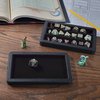 Forged Dice Co. Premium 3-Row Dice Case - Combination Dice Box and Dice Tray - Protects Polyhedral Dice Sets - Felt-Lined Storage Rows - Magnetic Lid Closure - Perfect Metal Dice Storage Box - Black