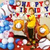 Baseball Birthday Party Decorations, 64 PCS Baseball Birthday Party Supplies Kit, Include Baseball Themed Backdrop, Happy Birthday Banner, Balloons, Cupcake, Cake Toppers