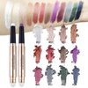 Ofanyia Eyeshadow Sticks, 2 in 1 Cream Shimmer Eye Shadow Pencil Crayon, Waterproof Long Lasting Eye Shadow Highlighter Stick, Double End Eyeshadow Pen with Sponge Brush (08# Smoky Amethyst Shimmer)