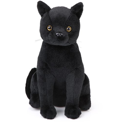 HyDren 13 Inch Valentine's Day Black Cat Stuffed Animal Black Cat Plush Toy Realistic Cute Cat Stuffed Animal Gift Kawaii Black Cat Plushies for Kids Birthday Party Favors Home Room Nursery Car Decor
