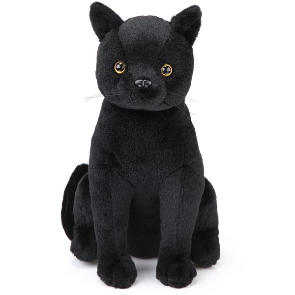 HyDren 13 Inch Valentine's Day Black Cat Stuffed Animal Black Cat Plush Toy Realistic Cute Cat Stuffed Animal Gift Kawaii Black Cat Plushies for Kids Birthday Party Favors Home Room Nursery Car Decor