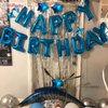 Blue Happy Birthday Balloons Banner, 3D Mylar Foil Letter Birthday Balloons with 6pcs Star Balloons, Birthday Party Decorations for Kids Boys Men Adults Birthday Party Supplies