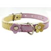 Genuine Leather Designer Dog Collar, Daisy, Studs. 11" x1/2" Wide. Fits 8"-10" Neck, Yorkshire Terrier, Puppies, Maltese