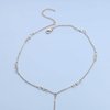 Yheakne Boho Crystal Y Necklace Gold Moonstone Y Lariat Necklace Minimalist Pendant Chain Necklace Jewelry for Women