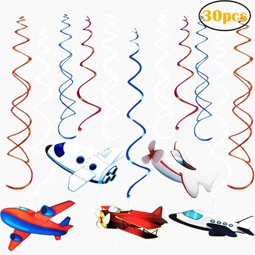 Packingmaster 30Ct Airplanes Hanging Swirl Home Decorations for Airplane Themed Birthday Baby Shower Party Supplies