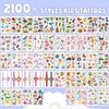 EMOME 2100+ Styles Temporary Tattoos for Kids, Tattoo Stickers for Kids Party Favors Birthday Supplies Decorations, Mermaid Dinosaur Truck Donut Fake Tattoos Stickers for Girls Boys (168 Sheets)