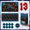 13th Birthday Decorations for Boys Video Game Party Supplies 69 Pieces Level 13 Up Birthday Decoration, Video Game Backdrop Table Cover Blue Gamer Balloons Favor Bag for Video Game Party