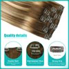 SURNEL Clip in Hair Extensions Walnut Brown to Ash Brown and Golden Blonde 14 Inch 6pcs 100g Clip in Real Human Hair Extensions Clip Ins Balayage Clip in Hair Extensions(#3/8/22,14'')