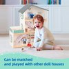 OOOK Wooden Dollhouse Furniture Set for Kids, 26 Pcs Dollhouse Accessories with 4 Family Dolls and Dog, Miniature Doll House Furniture Toys Pretend Play Set for G irls Boys Age 3+
