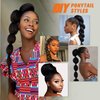 WIGNEE 20 Inches Kinky Straight Ponytail Extension Synthetic Drawstring Ponytail For Black Women Yaki Pony Tails Hair Extensions (20 Inches, 1B/30 Highlights)