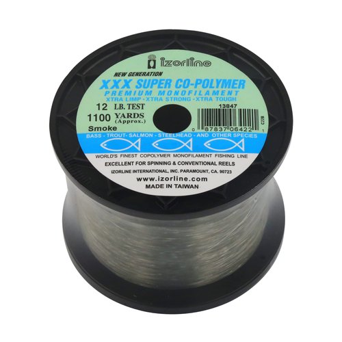Izorline XXX Co-Polymer Monofilament Fishing Line 1/4 lb Bulk Spool (Smoke, 12 lb 1100 Yards)