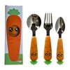 Baby Spoons with Fork | 3 Pcs Easy Grip Baby Cutlery Set with Case | Stainless Steel Toddler Utensils | Carrot Shaped Kids Silverware | Children's Safe Food Grade Material | Dishwasher Safe