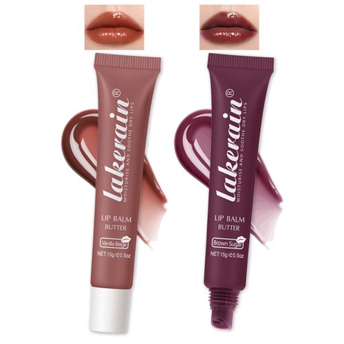 Lip Butter Balm Vanilla Beige Brown Lip Gloss, Shea Butter Tinted Lip Balm,Lip Glowy Balm Hydrating Lip Mask,Glossy Plumping Butter Lip Gloss for Dry Cracked Lips, All-Day Moisture Non-sticky Lip Care