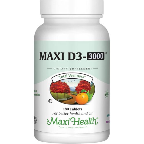 Maxi Health Kosher Vitamin D3 3000 IU (75 mcg) - Pure Vitamin D 3000 IU for Healthy Bones, Teeth,...