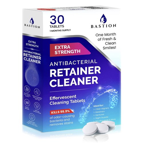 Retainer Cleaner & Denture Cleanser - 30 Effervescent Tablets - 1 Month Supply - Removes Stains, Discoloration, Odors, & Plaque - Clear Aligners, Mouth & Night Guard, All Dental/Oral Appliances