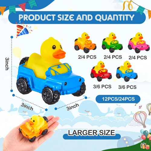 DEEKIN 24 Pcs Rubber Ducks Drivers 5 Classic Colors 2.8 Inch Gifts for Drivers Car Rubber Ducks for Ducking Duck for Party Favors