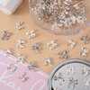 Mxxipp 60pcs Bow Nail Art Charms for Women Girl, 3D Bowknot Nail Rhinestones, Alloy Ribbon Bow Nail Decoration Supplies 3 Styles for Manicure DIY Craft- Silver