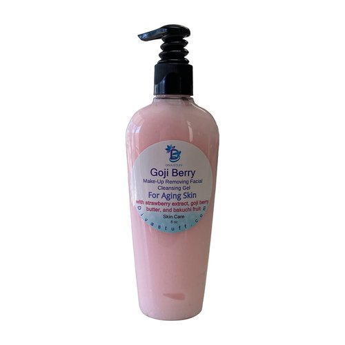 Goji Berry Make Up Removing Facial Cleansing Gel For Aging Skin, With Strawberry Extract, Goji Berry Butter and Bakuchi Fruit Extract,8 Ounces
