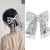 White Lace Hair Bow Clips for Women Girls Bowknot Hair Clip for Girls Daughter Lace Embroidery Flower Craft Hair Pins With Long Tail for Women Girls Cute Bag Accessories Charms for Women Girls
