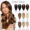 TESSHAIR Hair Toppers Pieces for Women Real Human Hair, Upgraded 7 * 13cm Silk Base Clip in Hair Extensions Hair Toppers Wiglets Hairpieces for Thining Hair Women Short Hair, No Bangs 12 Inch #1B