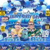 LXlucktim Shark Party Decorations, 147 Pcs Shark Birthday Party Decorations Supplies for Girl - Backdrop, Toppers, Tablecloth, Centerpieces, Hanging Swirl, Shark Glasses, Shark Sign
