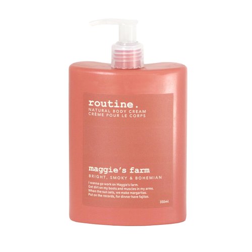 Routine | Maggie's Farm 350ml Natural Body Cream. Amyris, Pink Grapefruit & Jasmine. Botanicals | No Synthetic Fragrance | Vegan | Clinically Tested | Hands | Body | Signature Scent