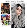 RainaHair Long Wavy Lace Front Wigs for Women Black Roots to Grey Ombre Synthetic Wig with Middle Parting Heat Resistant 24inch
