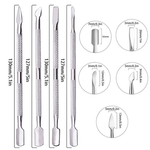 4PCS Cuticle Pusher Remover and Cutter,Acetone Gel Nail Polish Remover Stainless Steel Manicure Pedicure Tools,Cuticle Peeler Scraper for Fingernails and Toenails Cuticle Nail Polish Peeler Scraper
