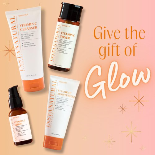 InstaNatural Vitamin C Four Step Skin Care Set, Skincare Routine, Brightens, Hydrates, Prevents Signs of Aging, Face Wash, Toner, Serum and Moisturizer, with Botanical Extracts