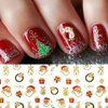 PrettyDiva Christmas Nail Stickers - 10 Packs 3D Metal Gold Xmas Design Self-Adhesive Nail Decals, Bronzing Snowflakes Snowmen Santa Xmas Tree Nail Art Stickers Tips DIY Decoration for Women Kids