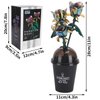 lanliebao Iridescent DIY Block Toy Roses Trio with Unique Coffee Cup Vase: The Perfect Creative Gift for Loved Ones