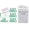 Live Animal Label Set of 5 Stickers w/Pet Passport Pouch Clear