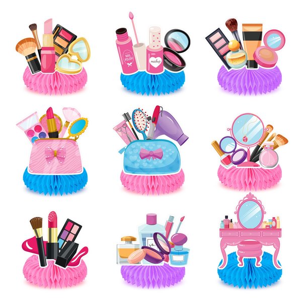 Qpout 9 Pieces Spa Party Decorations Makeup Birthday Party Decorations, Spa Party Table Centerpieces, Spa Birthday Party Supplies For Girls, Centerpiece Table Decorations For Spa