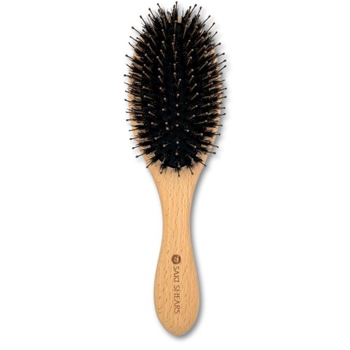 Premium Nylon & Boar Bristle Brush for All Hair Types – Effortless Detangling, No Pulling or Breakage – Smooths, Softens, and Enhances Texture While Stimulating Scalp Health (Natural Wood)
