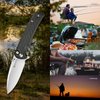 SENCUT Sachse Pocket Knife Folding Knife for EDC, Green Micarta Handle Black Stonewashed 9Cr18MoV Blade Foldable Small Knife with Clip, Button Lock Everyday Carry Knife for Men Women, Lightweight for Indoor Outdoor Gift S21007-2