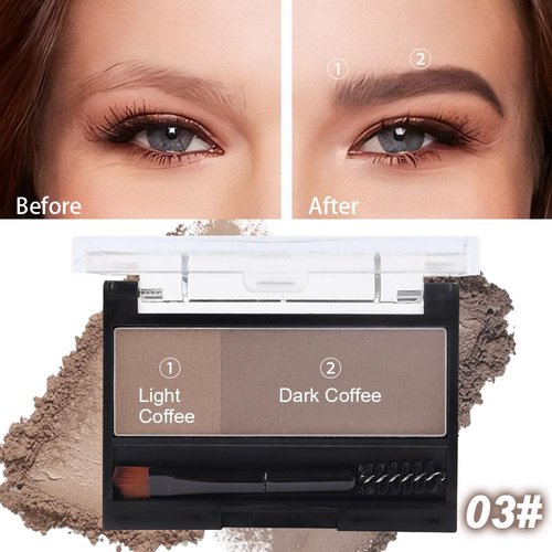 Kaely 2 Color Eye Brow Powder Makeup Kit,Eyebrow Contour Palette for Beginners,Brow Stamp Stencils Kit,Eyebrows Waterproof Gel with Brush,maquillaje para cejas,03 Light Coffee+Dark Coffee