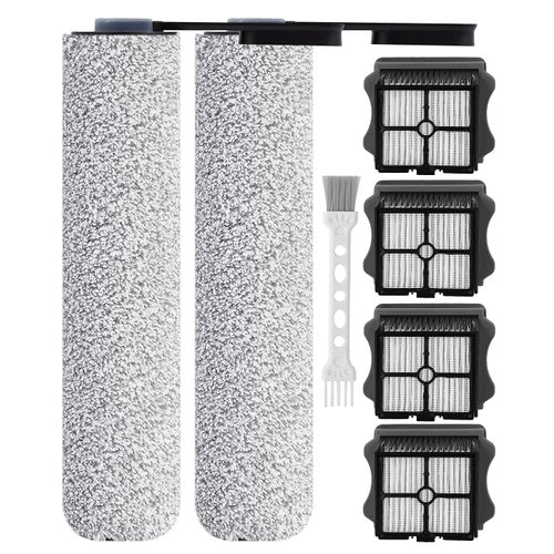 Floor ONE S5 Replacement HEPA Filter and Brush Roller for Tineco Floor ONE S5/Floor One S5 Pro Cordless Wet Dry Vacuum Cleaner, Replacement Parts Include 4 HEPA Filters,2 Brush Rollers