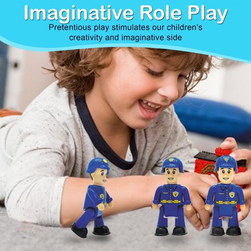 FUNERICA Toy Figures & Playsets - Toy Police Officers -Detailed Imaginative Little People Police Action Figures for Toddlers & Kids - Play Policeman Figurines - Mini People Community Helpers (3-Pack)