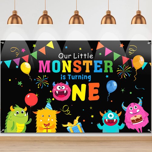 Tatuo Our Little is Turning One Theme 1st Birthday Party Backdrop Photography Background Cookie Little Party Supplies for Baby Shower Decorations 71 x 43 Inches
