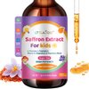 Liposomal Kids Saffron Drops – Organic Saffron Extract Liquid with Holy Basil, Passion, L-Theanine for Focus, Energy Support, Well-Being, Easy to Take Saffron Supplements for Kids, Vegan, 2 FL OZ