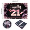 Happy 21st Birthday Banner Backdrop Finally 21 Years Old Rose Gold Background Bday Decorations for Girls Women Photography Party Supplies Glitter